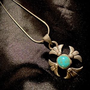 Beautiful Sterling and turquoise cross